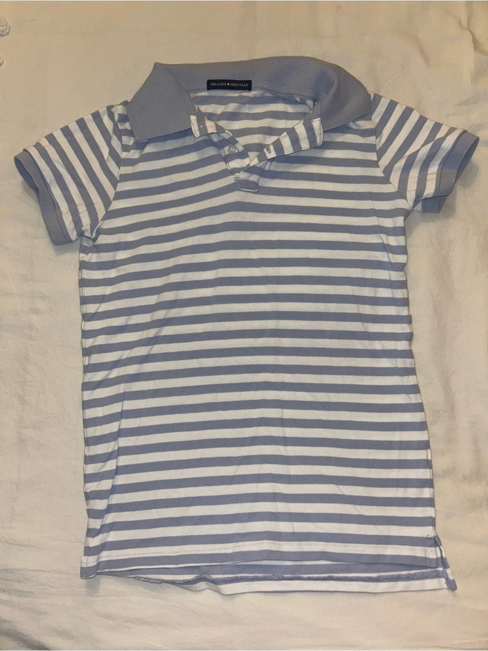 Brandy Melville Light Blue & White Striped Polo